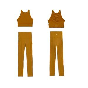 Lululemon SET Power Thru High-Rise Crop Leggings + Energy High Neck Bra